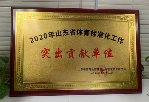 恭喜世俱杯中国官网入口荣获山东省体育及体育用品标准化技术委员会授予“突出贡献单位”荣誉称号